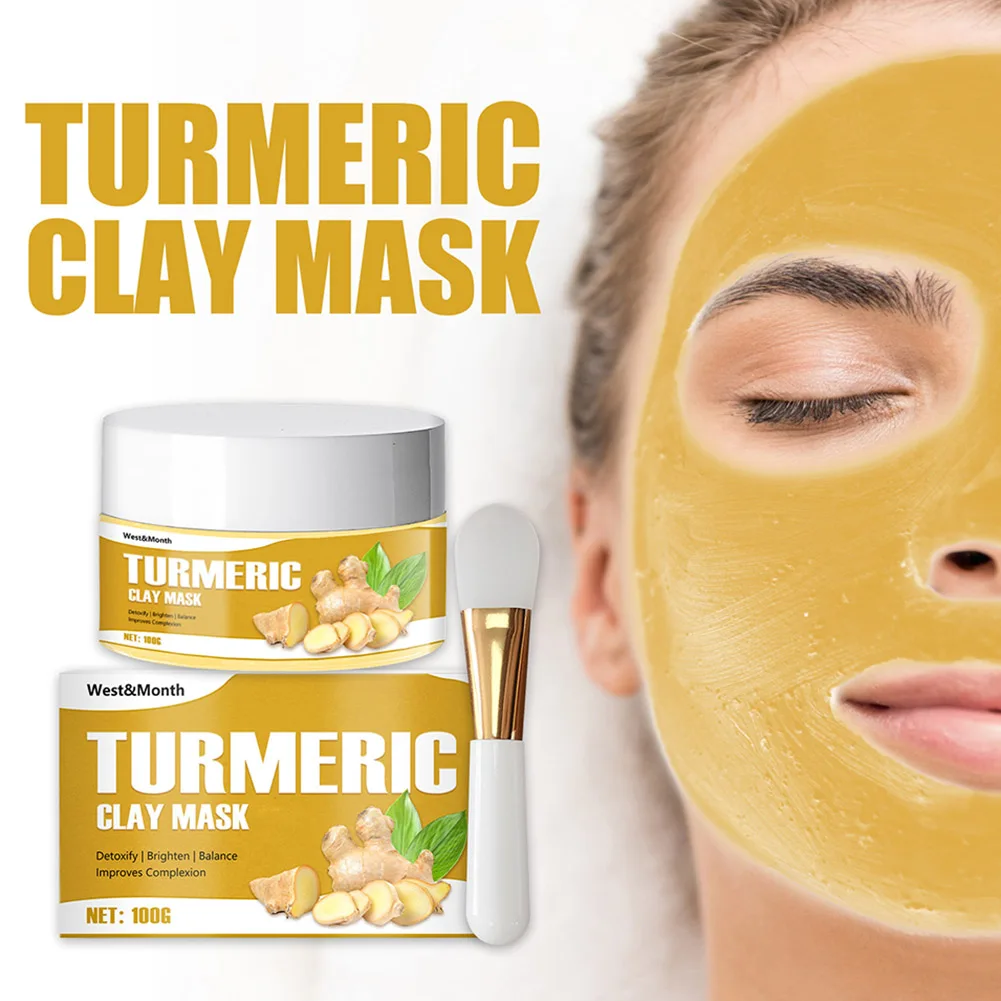 

Turmeric Clay Mask Deep Pore Cleaning Mud Mask Shrink Pores Improve Acne Wrinkles Skin Moisturizing Face Mask Skin Care Tool