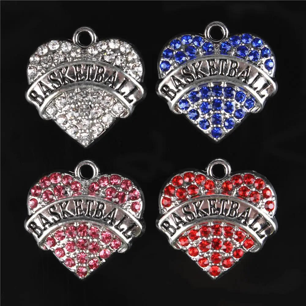 5 шт Любовь Сердце кристальная с Баскетбольным шармом Подвеска для DIY Ожерелье