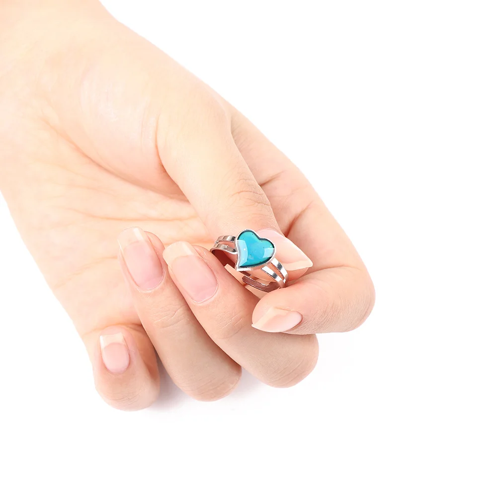 

New Kids Adult Magic Temperature Emotion Feeling Mood Sensing Ring Color Changing Heart Shaped Adjustable Gradient Ring