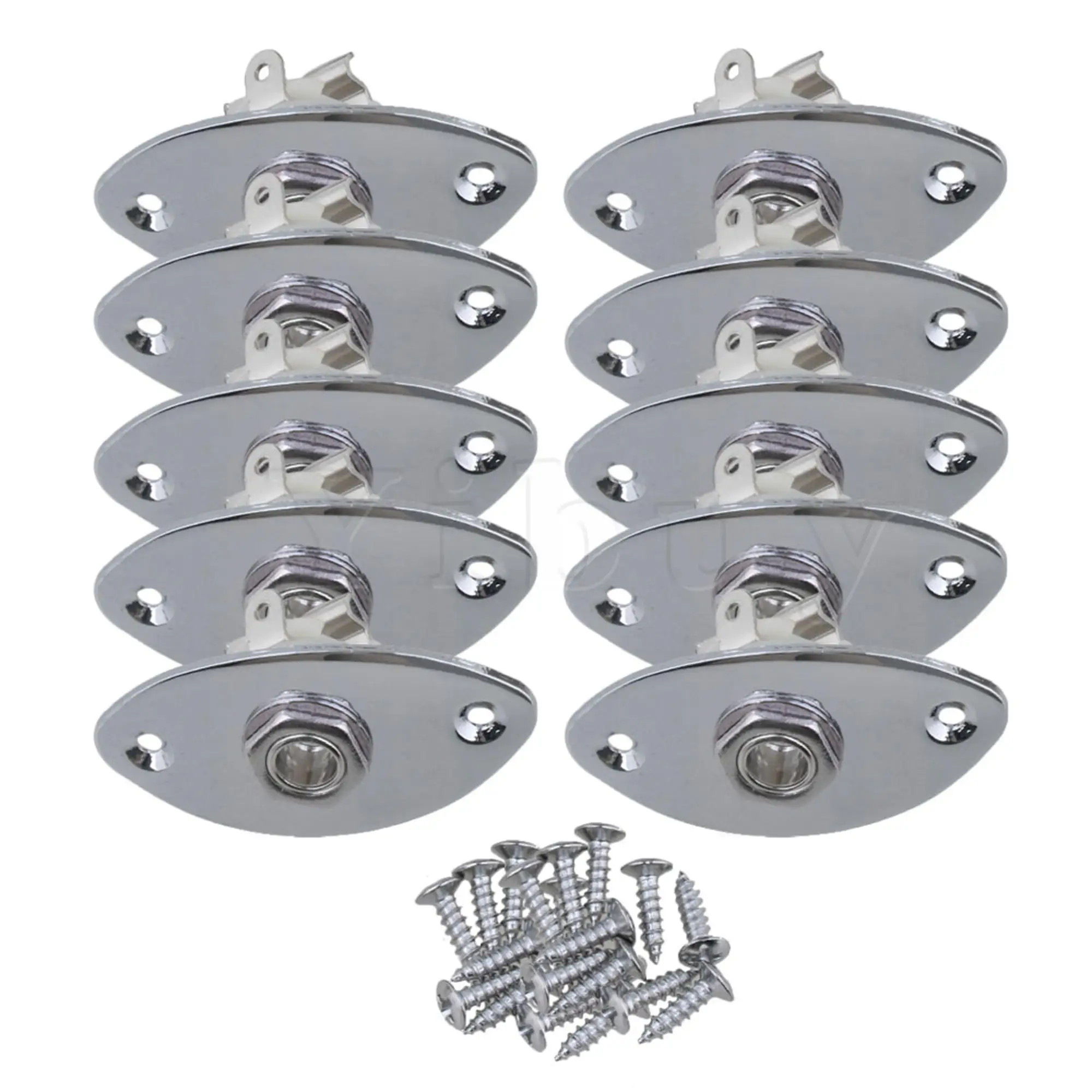 

10PCS Oval Guitar Output Jack Plate with Screws Chrome Replacement for Guitar