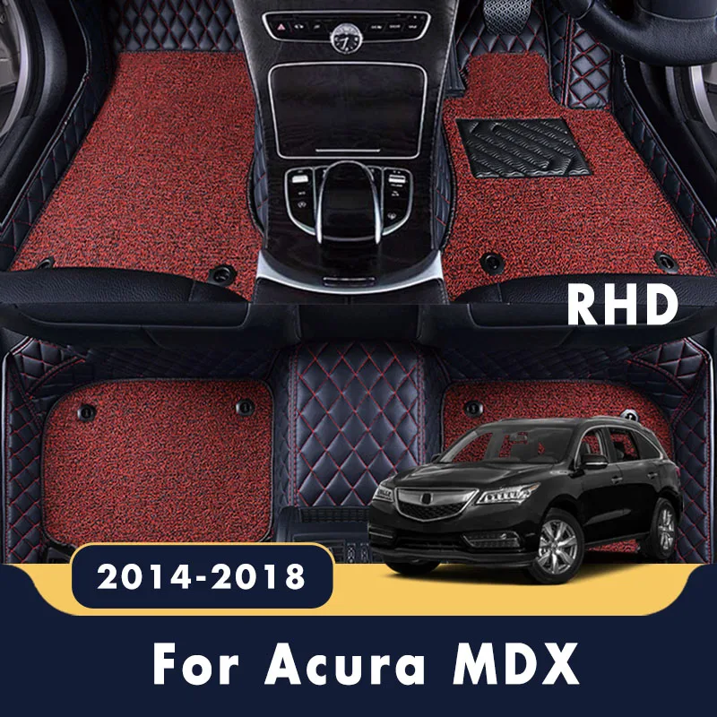 

RHD Carpets For Acura MDX 2018 2017 2016 2015 2014 Luxury Auto Leather Rugs Car Floor Mats Double Layer Wire Loop Foot Pads