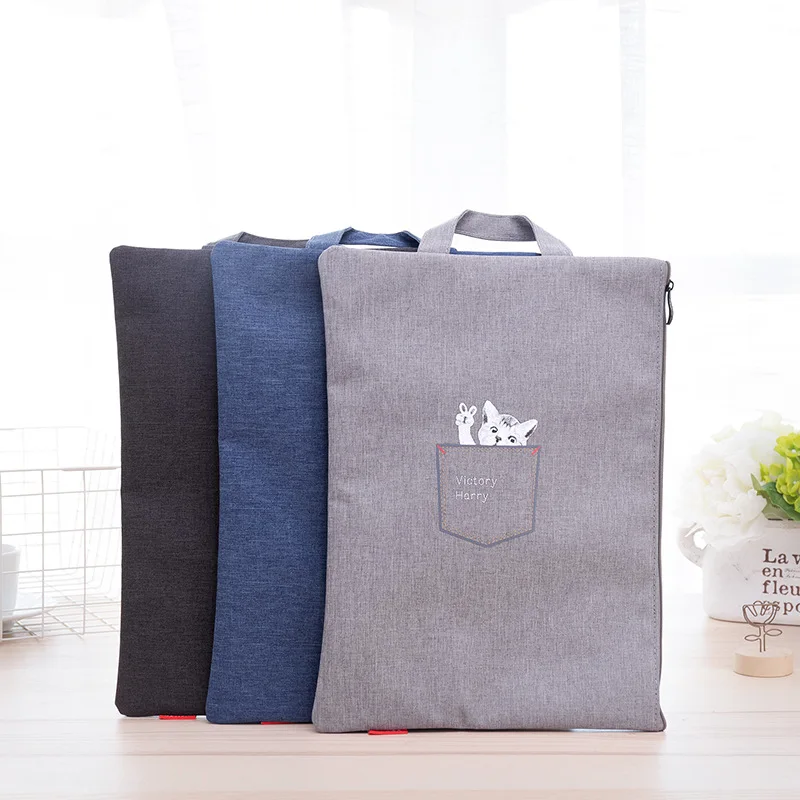 

Deli 72445 Portable Document Bag A4 Zipper Bag Canvas Information Bag Document Briefcase Test Paper Bag Briefcase