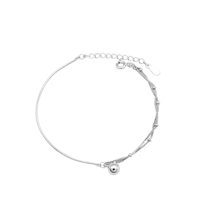 

Real 925 Sterling Silver Bracelets For Women Asymmetry Bead Snake Chain Fashion Fine Jewelry Femme Bracelets & Bangles Flyleaf