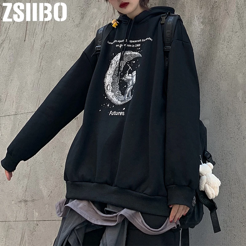 Женская толстовка с принтом космонавта повседневный толстый пуловер свободного