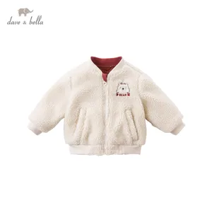 DBX14757 dave bellaосеннее модное пальто на молнии с карманами и мультипликационным принтом для маленьких мальчиков детские топы, верхняя одежда для малышей