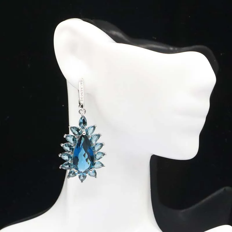 51x23 мм Изящный Тонкий резной сверкающий темно Лондонский голубой топаз для