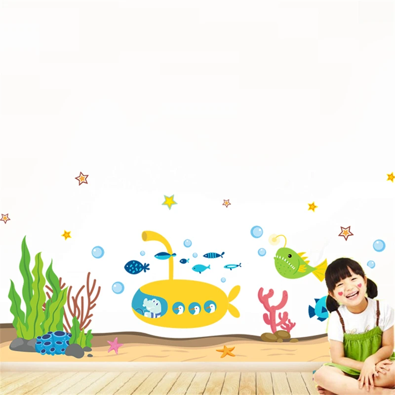 

Under Water Sealife Fish Wall Stickers Kids Room Bathroom Decoration Diy Nursery Animal Mural Art Home Decals