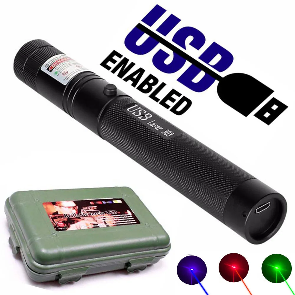 

Green Laser Pointer USB Charging 303 High-Power 5 MW Red Dot Purple Laser Pointer Starlight Burning Laser With USB Data Cable