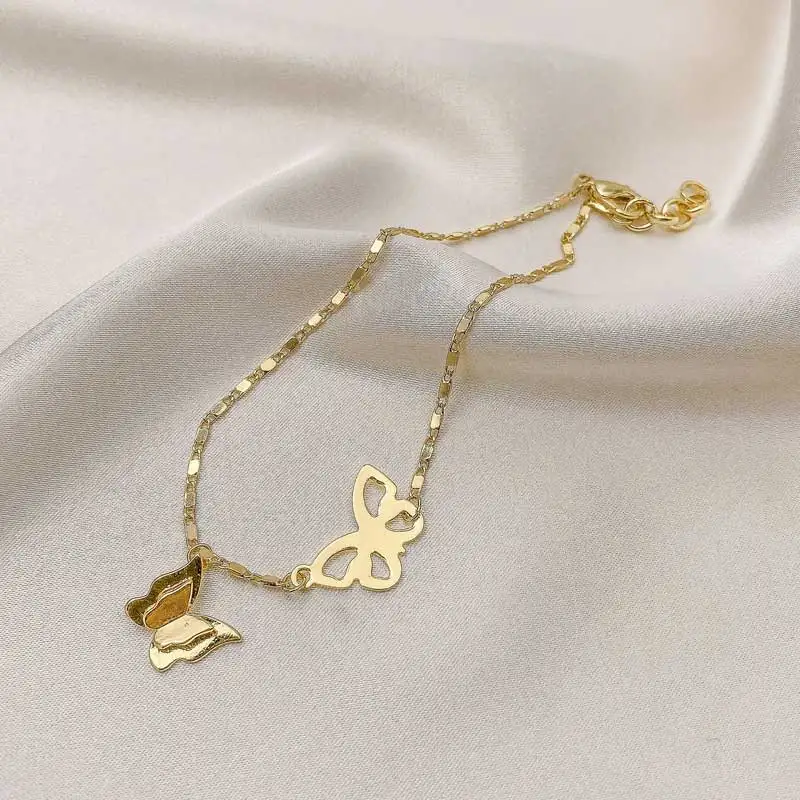 

20cm Unique Butterfly Anklet for Women Copper Chain Multilayer Hollow Butterfly Fashion Lady High Quality Legs Anklet Wholesale