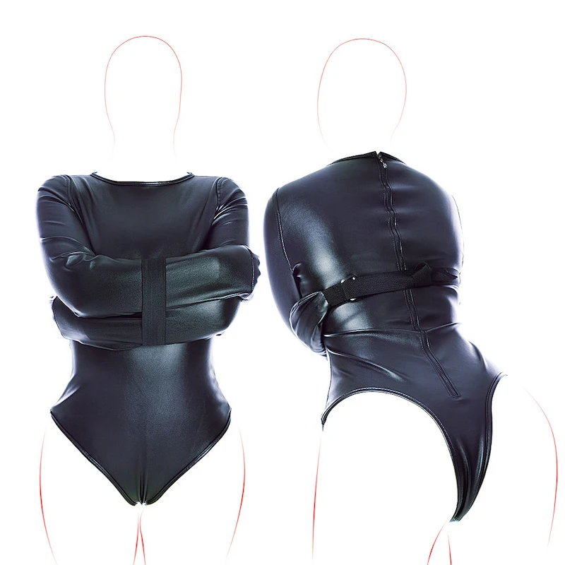 

Unisex Mummy Restraint Bag Leather Arm Bundle Straitjacket Fetish Body Bondage Harness Halloween Costume BDSM Exotic Sex Toys