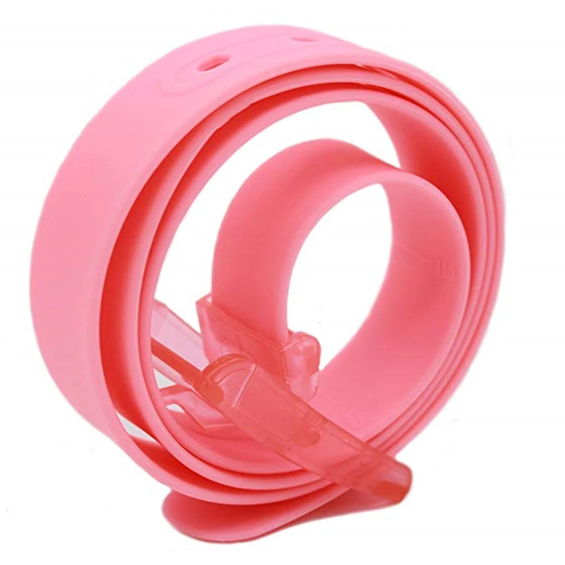 

New Eco-Friendly Plastic Belt Unisex Silicone Rubber Belt Korean Style Smooth Buckle For Women Men Unisex Candy Colors