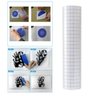 Рулон виниловой переводной ленты (12 дюймов x 3,28 футов), прозрачная виниловая переводная бумага для поделок с синей сеткой для выравнивания силуэта