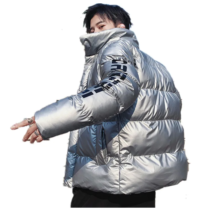 Новая зимняя куртка мужская повседневная с воротником-стойкой Глянцевая Толстая