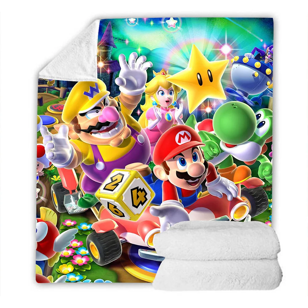 Manta de franela de Super Mary, manta doble con estampado de personaje de juego de Mario Brothers, funda para sof&aacute;, regalos de cumplea&ntilde;os-5