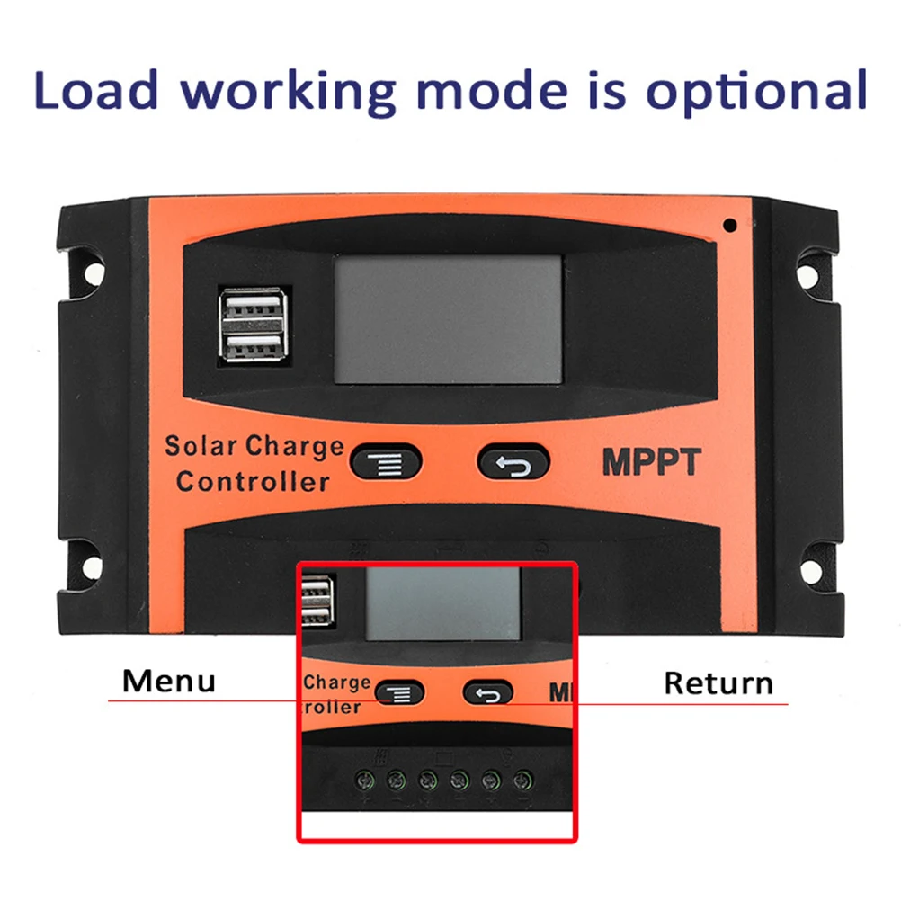 60A MPPT Solar Charge Controller 12V 24V Auto LCD Dual USB Cell Panel Battery PV Regulator Built-in Timer | Автомобили и
