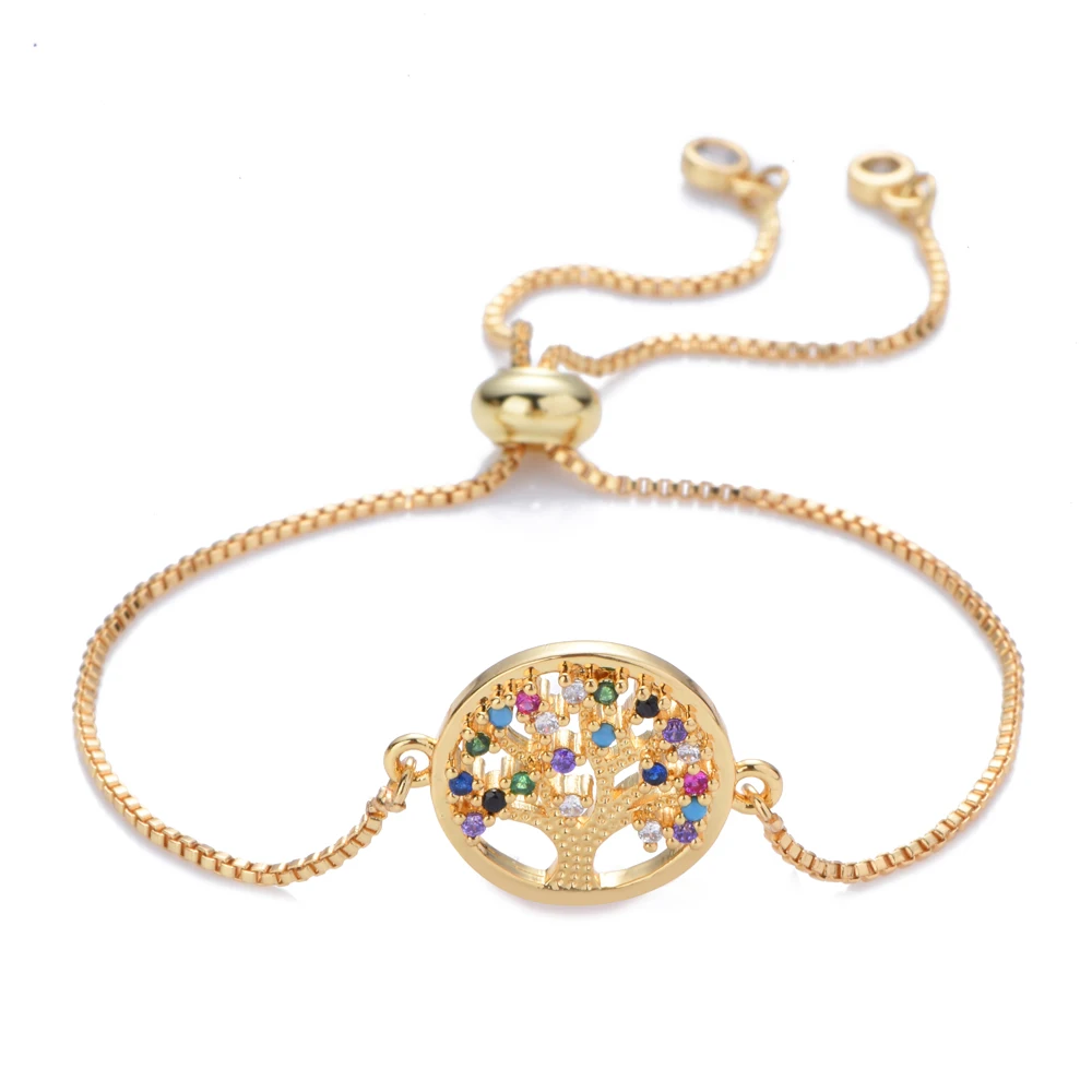 1JYX, новинка, pulseira mujer moda, прозрачный кристалл, золото, браслеты с подвесками, браслеты для женщин, дерево жизни, регулируемый браслет, ювелирное изделие, подарок