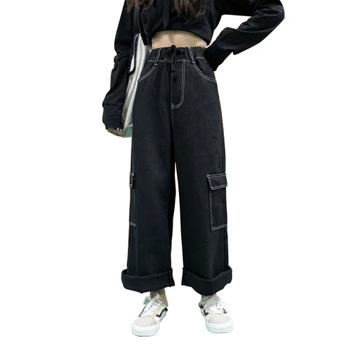 Женские широкие брюки большого размера повседневные короткие с карманами и