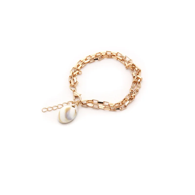 Женские браслеты с подвесками в виде морской ракушки золотого цвета