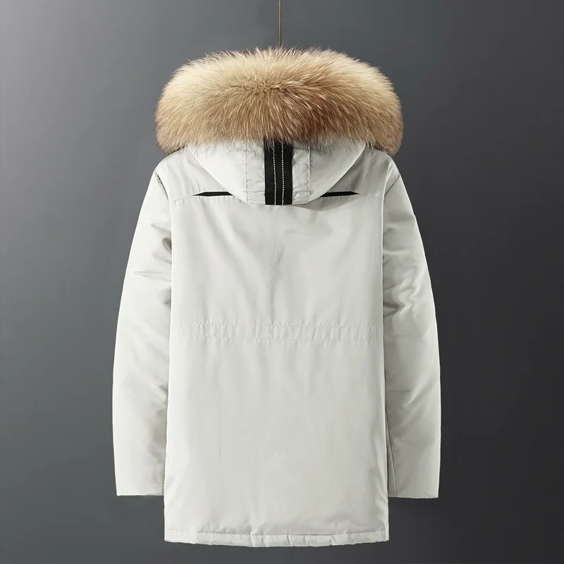 

Degree -30 Winter Jacket Men White Duck Down Parkas Fashion Hooded Fur Collar Down Coat Men Thick Keep Warm Outwear Men Clothing