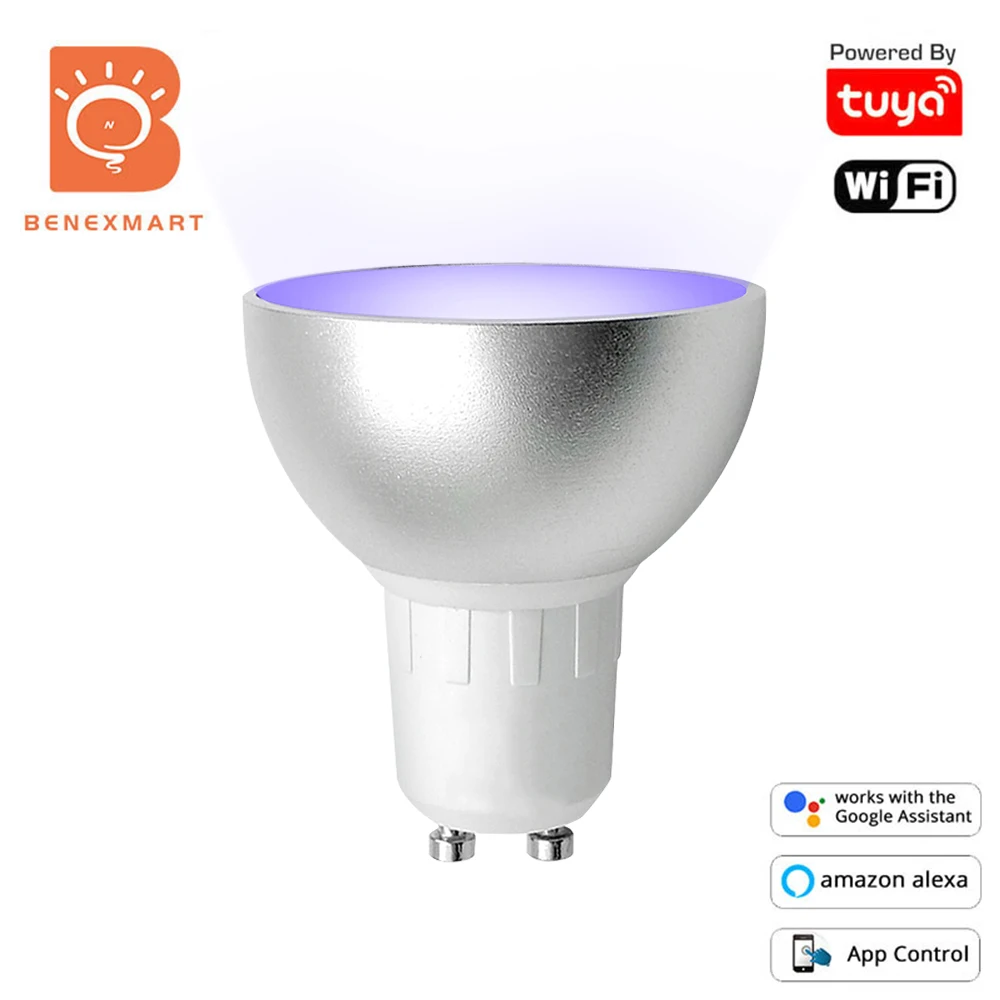 Benexmart Gu10 Точечный светильник WiFi светодиодсветильник лампа RGBW меняющая цвет