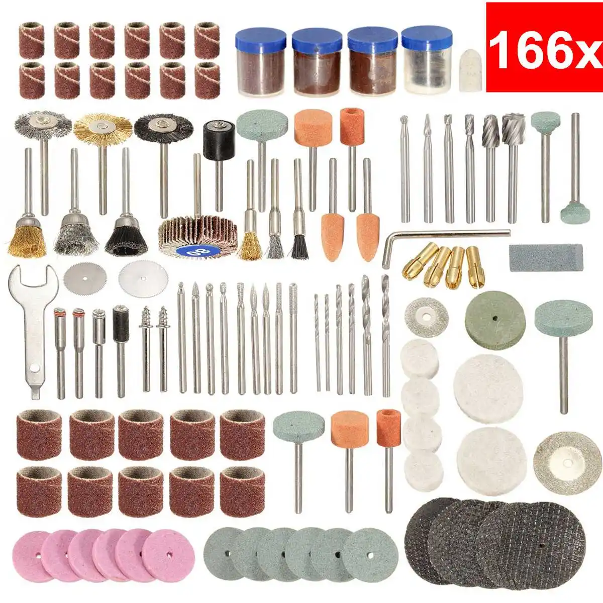 

166pcs Mini Electric Drill Multi Rotary Tool Accessories Set Grinding Polishing Rotating Polishing Kits For 1/8 Inch Rotary Tool