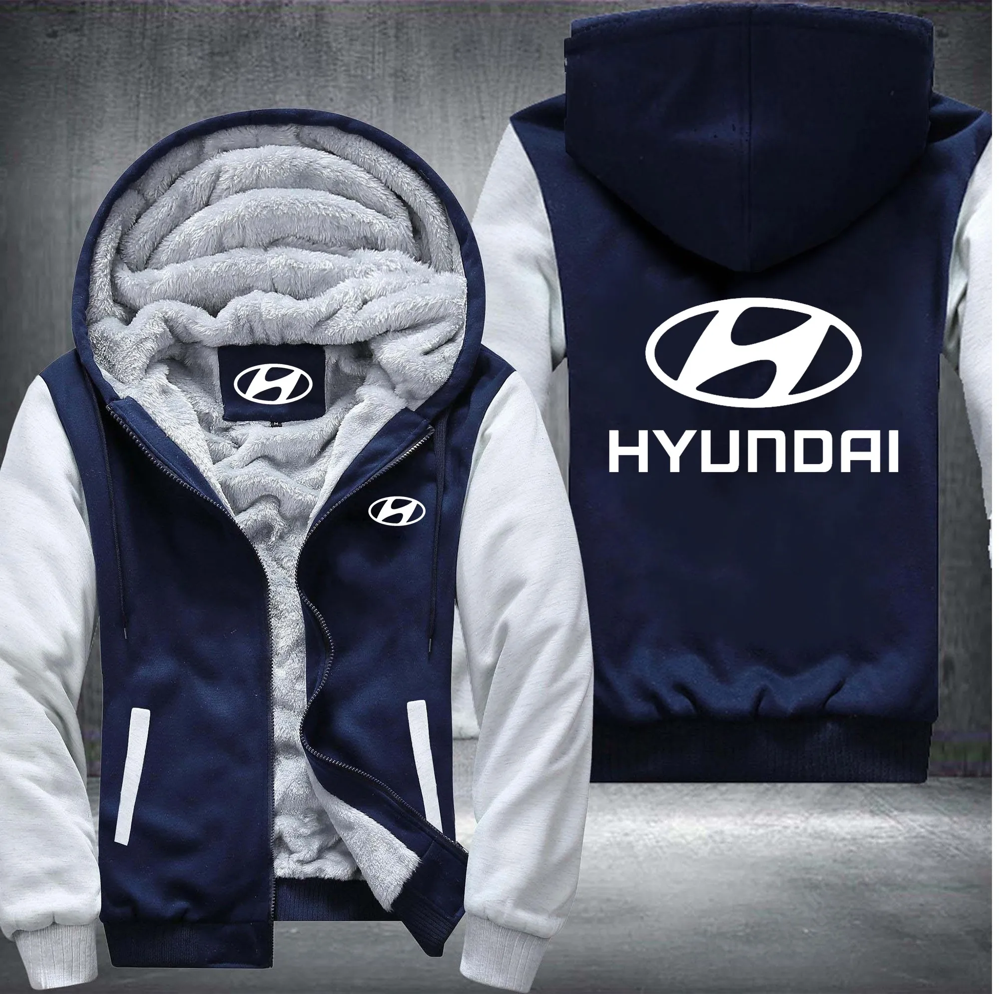 

2020 new winter men for Hyundai Motor Car LOGO Sport Hoodies Pocket Thicken High Quality Zipper Winter Coat Fast delivery