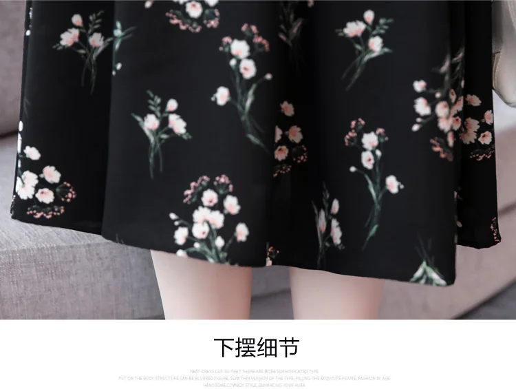 

Black Vintage Floral Chiffon Elegant Dress Boho Dresses 2020 New Printed Women Party Long Sleeve Vestidos vintage Dress 871i5