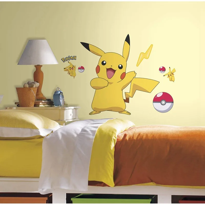 

Pokemon Anime Figure Sticker Pikachu Wall Stickers Children Bedroom Kindergarten Wallpaper Deco PVC DIY Stickers Toys