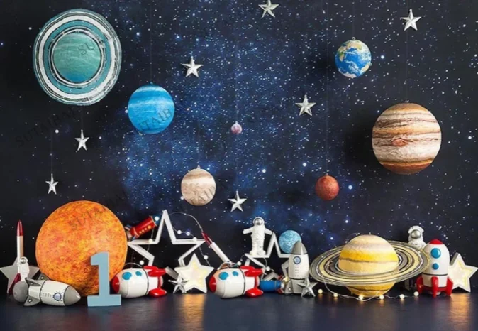 

Cake Smash Photography Backdrop Space Themed Astronaut 1st Birthday Party Decor Kid Boy Photographic Studio Photo Backgrounds