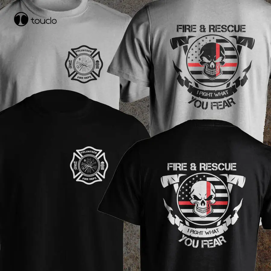 

Volunteer Firefighter Dept Fireman Fight Your Fear Fire And Rescue Men T-Shirt mens fashion shirts