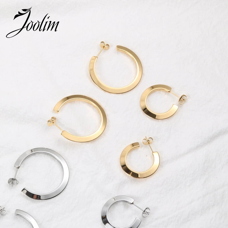 

Joolim Jewelry High End PVD Wholesale Drop Shipping Supplier Waterproof Vintage Flying Saucer Opening Hoop Earring for Women