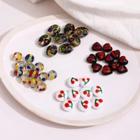 retro color round beads love cherry glass beaded diy handmade jewelry earrings bracelet necklace accessories materials