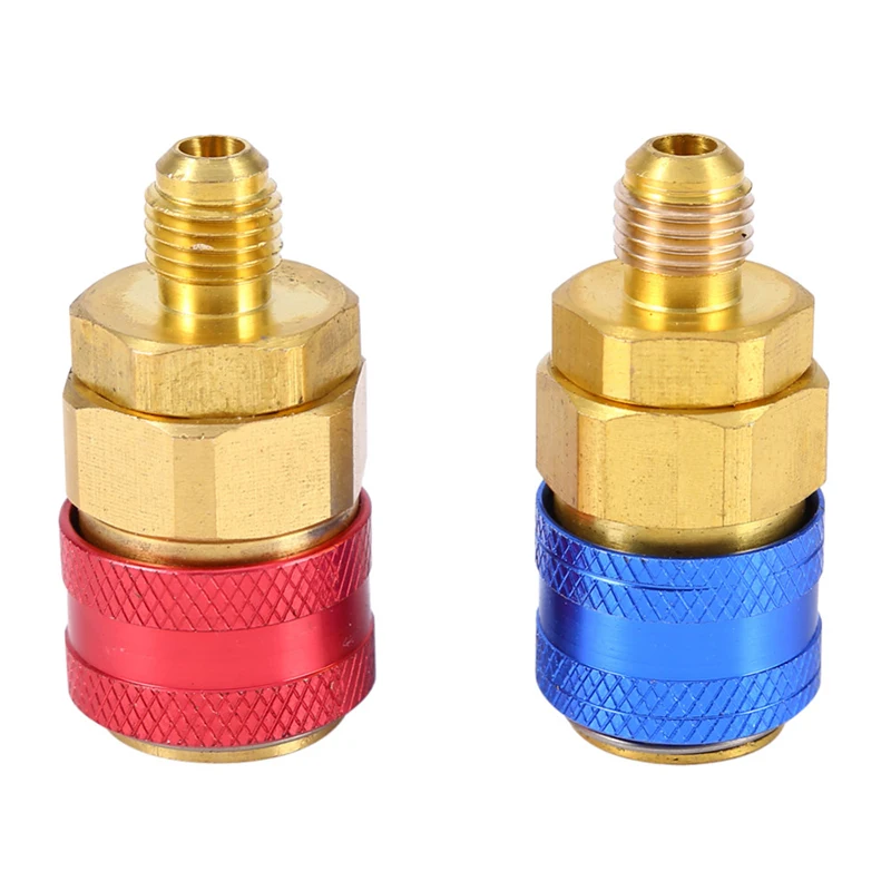 

R134A Quick Coupler Connector Adapter Fittings Car Air Condition Fluoride Add Connector High Low 2pcs/Set