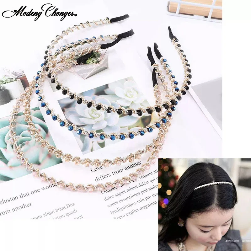 

1PCS Flower Metal Crystal Beads Hairbands Fashion Women Handmade Crystal Headband Hair Clasp Headwear Girls Hair Accessories Hot