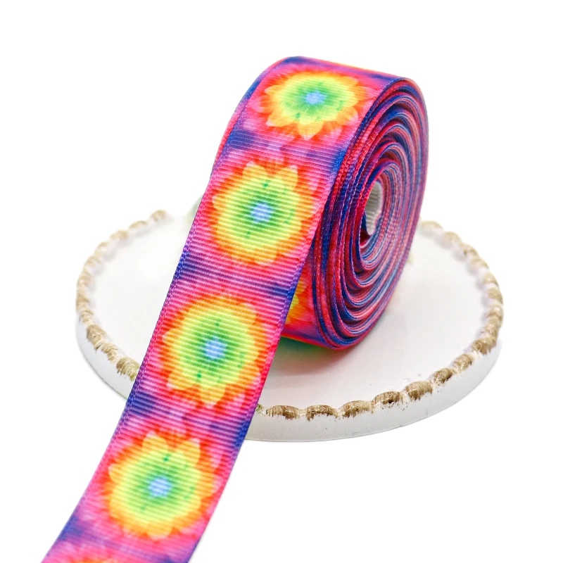 

50 Yards 1" 25MM Flowers Printed Grosgrain Ribbons For Hair Bows DIY Handmade Materials Y2020120203