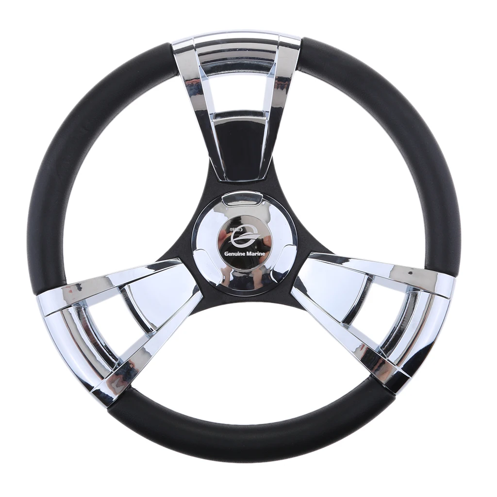 

ABS Boat Steering Wheel Polished 3 Spoke 3/4" With Center Cap For Boat