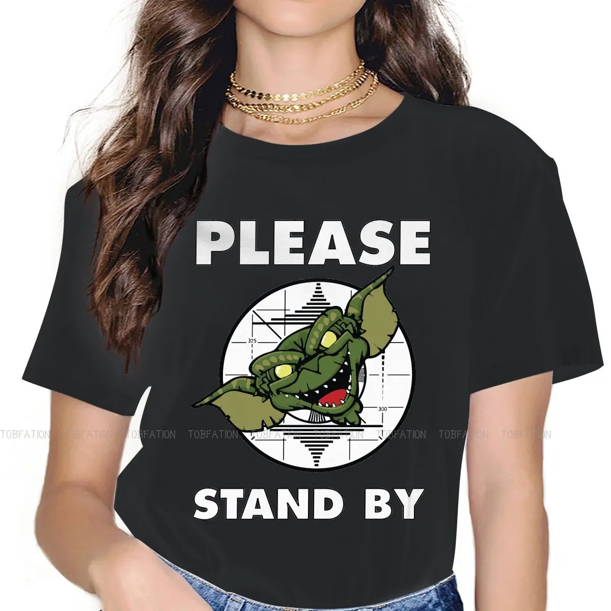 

Please Stand By Women Clothes Gremlins Horror Movie Plus Size Korean StyleT-shirt Harajuku Vintage Female Clothing