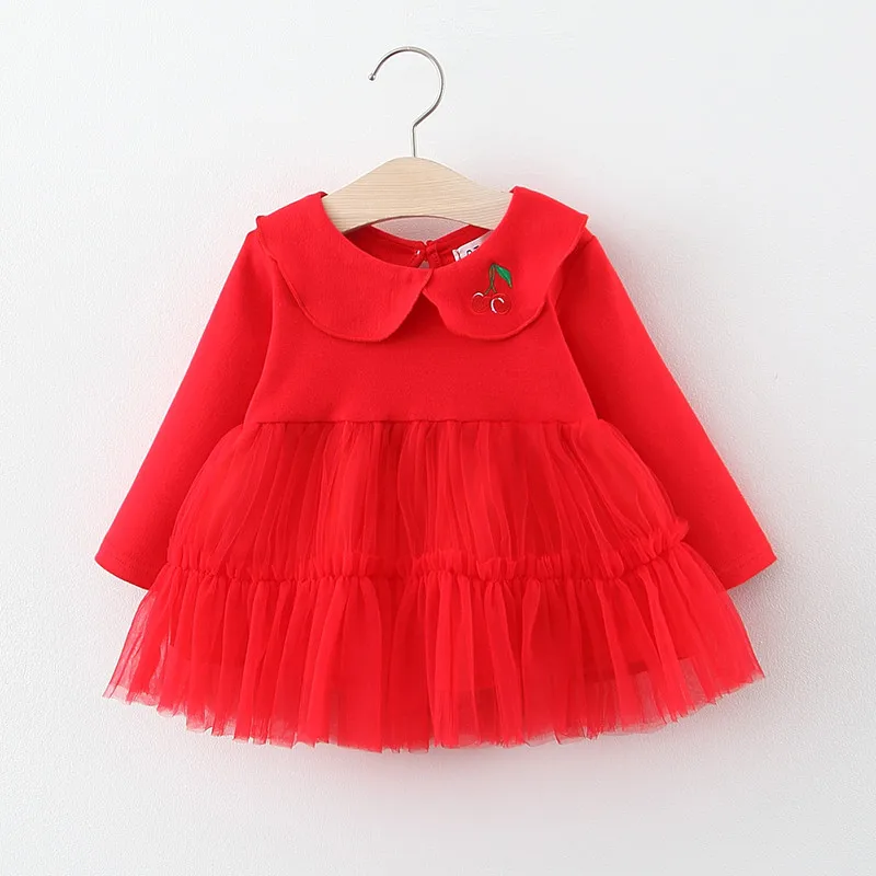 Нарядное платье для новорожденных девочек сезон весна осень модное кружевное с