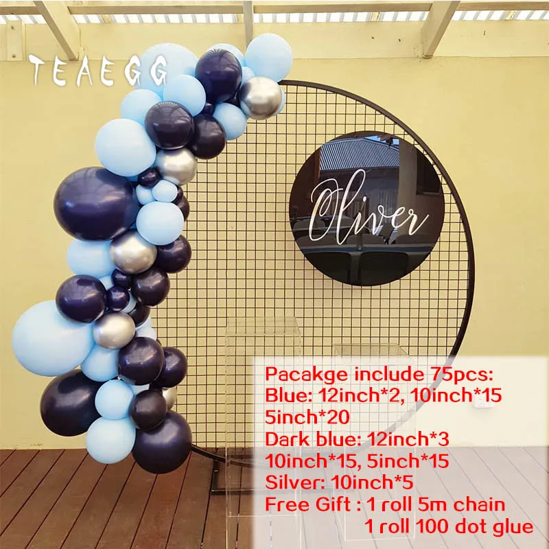 party Supplies 75 шт. Макарон синий смешанный темно-синий шар гирлянда арочный комплект украшения фон для мальчика 1 день рождения украшения поставки - Цвет: party Supplies