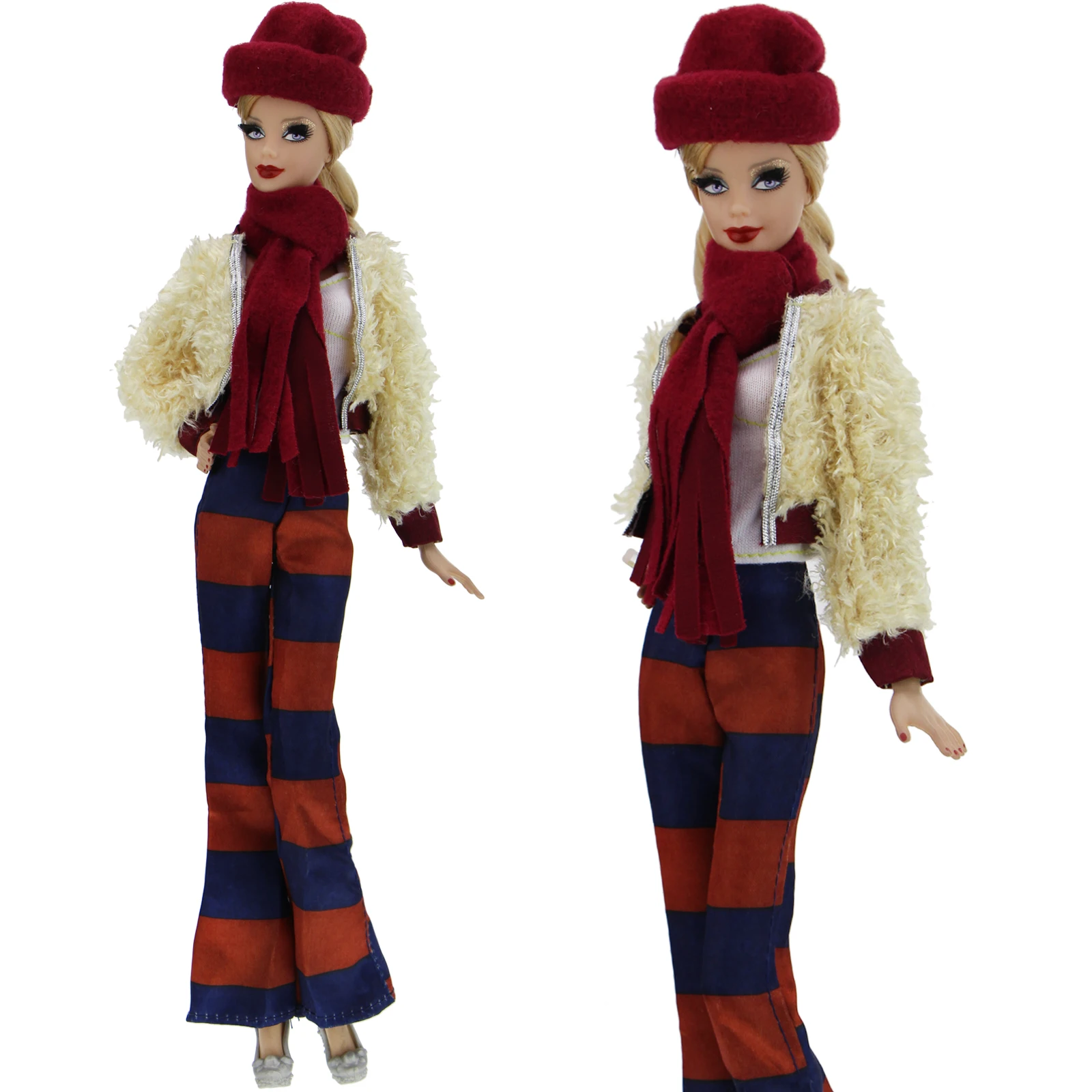 Модные кукольные аксессуары повседневные наряды меховое пальто жилет штаны шарф