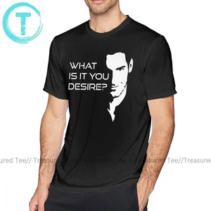 Футболка Lucifer Morningstar What Is It You Desire, футболка 4xl с коротким рукавом, футболка с принтом из 100 хлопка, забавная футболка