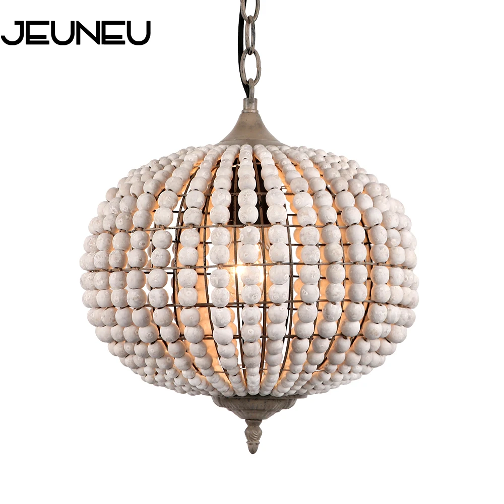 Европейский Лофт винтажный кантри шар деревянный шарик подвесные светильники E27