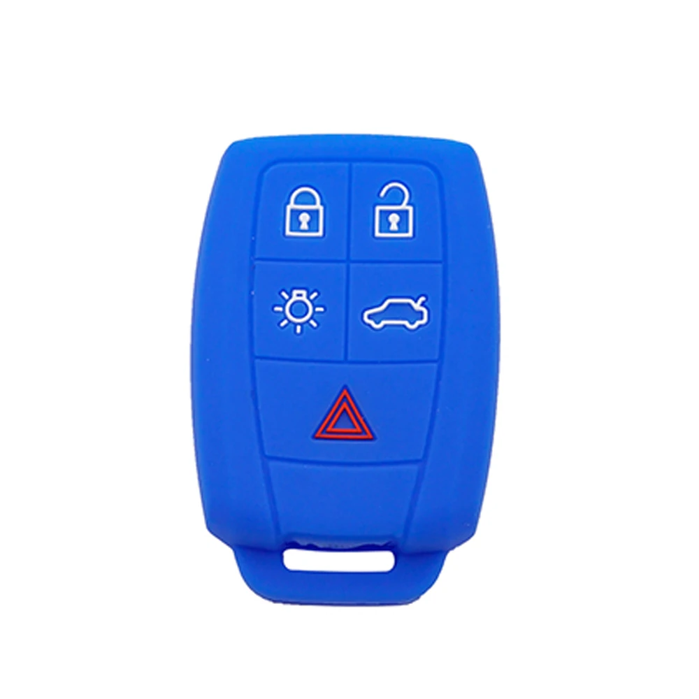 Deep Blue OkeyTech 5 пуговицы силиконовый для ключа автомобиля чехол для Volvo XC90 C70 S60 D5 V50 S40 C30 автобрелок держатель высокое качество - Название цвета: Deep Blue