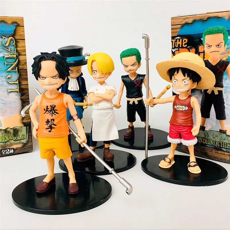 Luffy Sanji Zoro Sabo Ace Kid Ver. Фигурка героя из ПВХ симпатичная Коллекционная модель