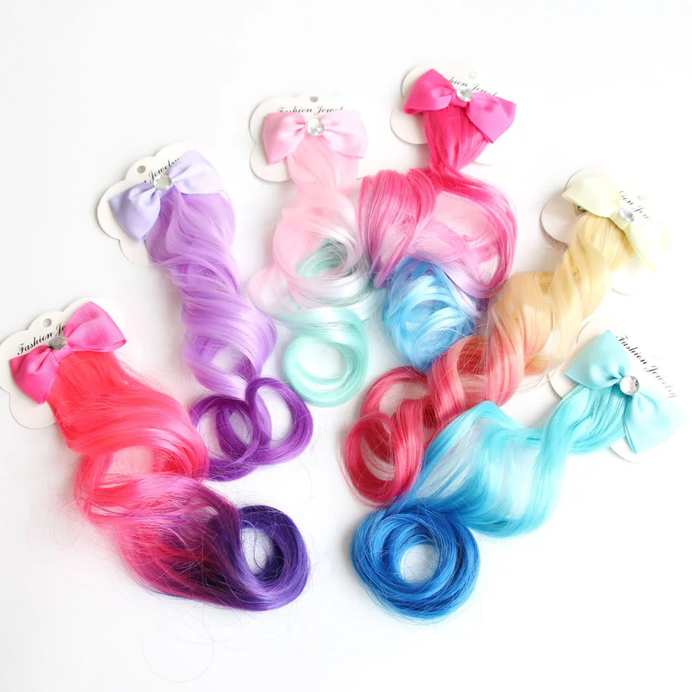 Новое платье для девочек милые носки с уклоном разноцветные парики лук Заколки