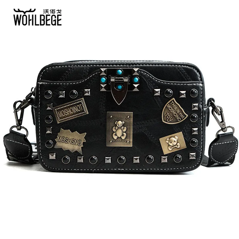 Женская Новинка 2019 сумка на плечо из искусственной кожи с заклепками маленькая