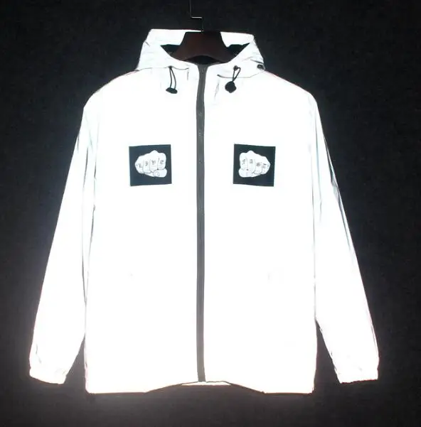 Zogaa 2019 Spring/autumn Men Windbreaker Reflective Jacket Casual Hip Hop Jackets and Coats with Funny Logos Designed Streetwear |