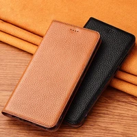 lychee veins genuine leather case cover for oppo realme c21 wallet flip cover