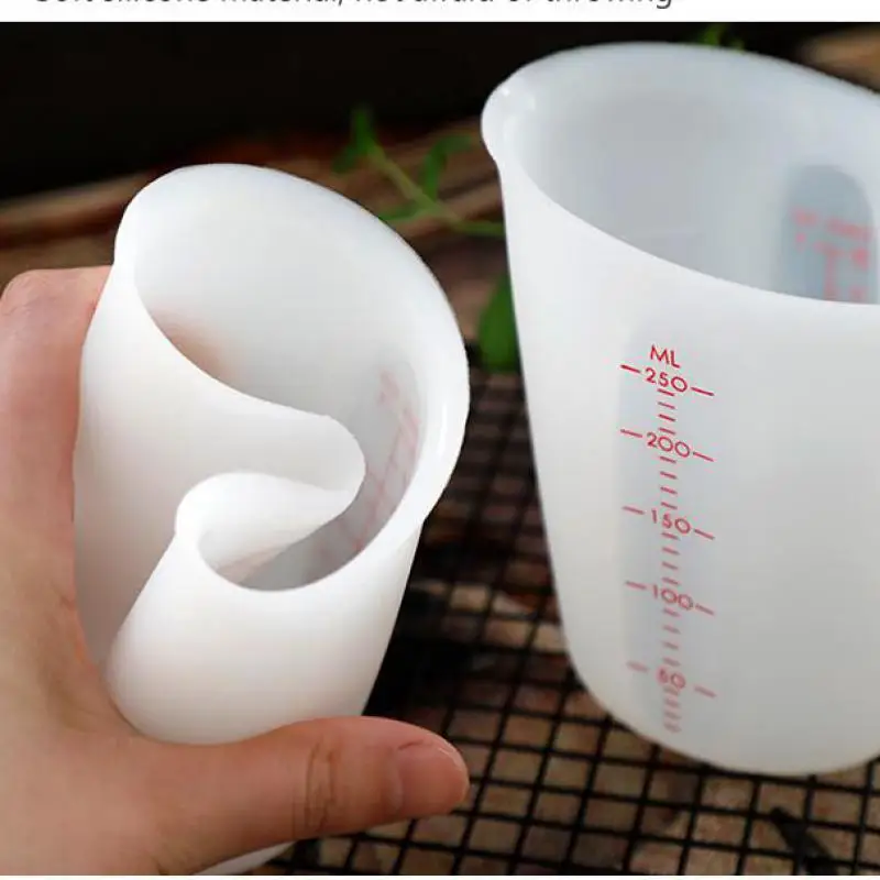 

250ml/500ml Household Silicone Measuring Cup With Small Scale Thickening Heat Resistant Soft Container Tool Ml Bakin