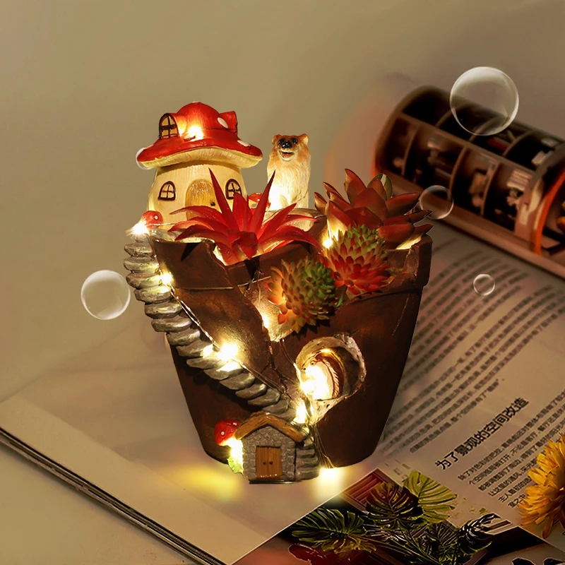 

Retro Farmhouse Flower Pot for Succulents Plants Decorative Planter Mini Bonsai Flowerpot Fairy Garden Home Desktop Decorations